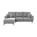 **Nowoczesna szara sofa narożna z poduszkami**